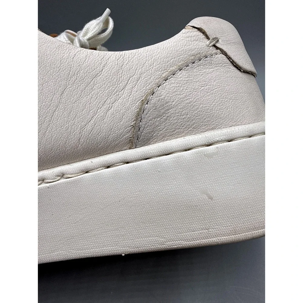 Born Mira Cream Leather Platform Sneakers Low Top Shoes BR0054301 Womens 6.5M